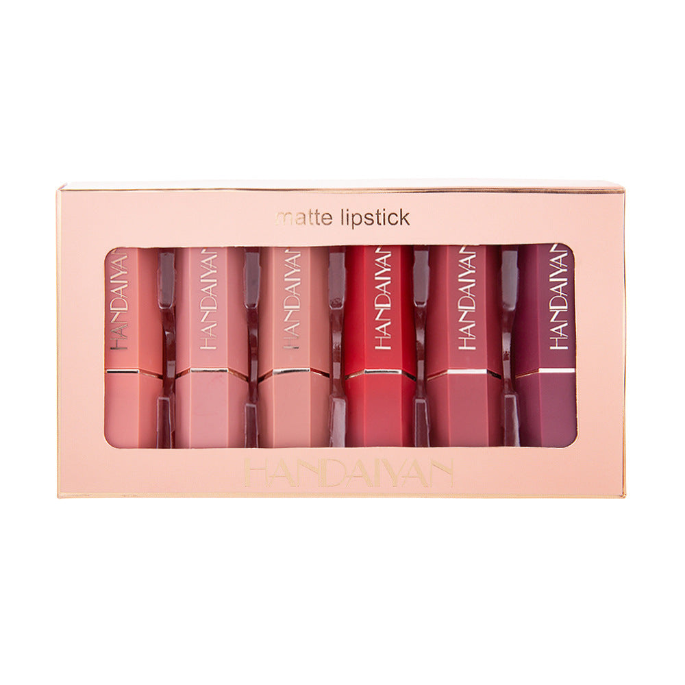 HANDAIYAN Matte Lipstick Gift Box Set of 6 Non-stick Cup Lipstick Lipstick