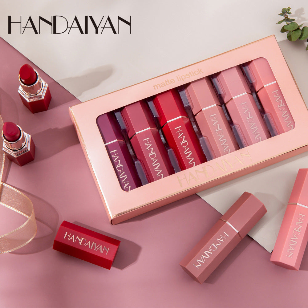 HANDAIYAN Matte Lipstick Gift Box Set of 6 Non-stick Cup Lipstick Lipstick