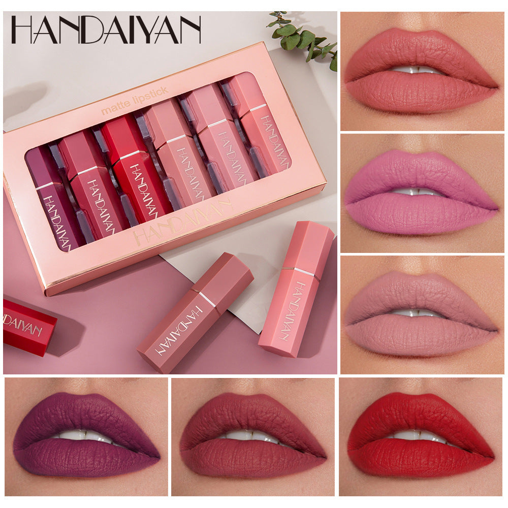 HANDAIYAN Matte Lipstick Gift Box Set of 6 Non-stick Cup Lipstick Lipstick