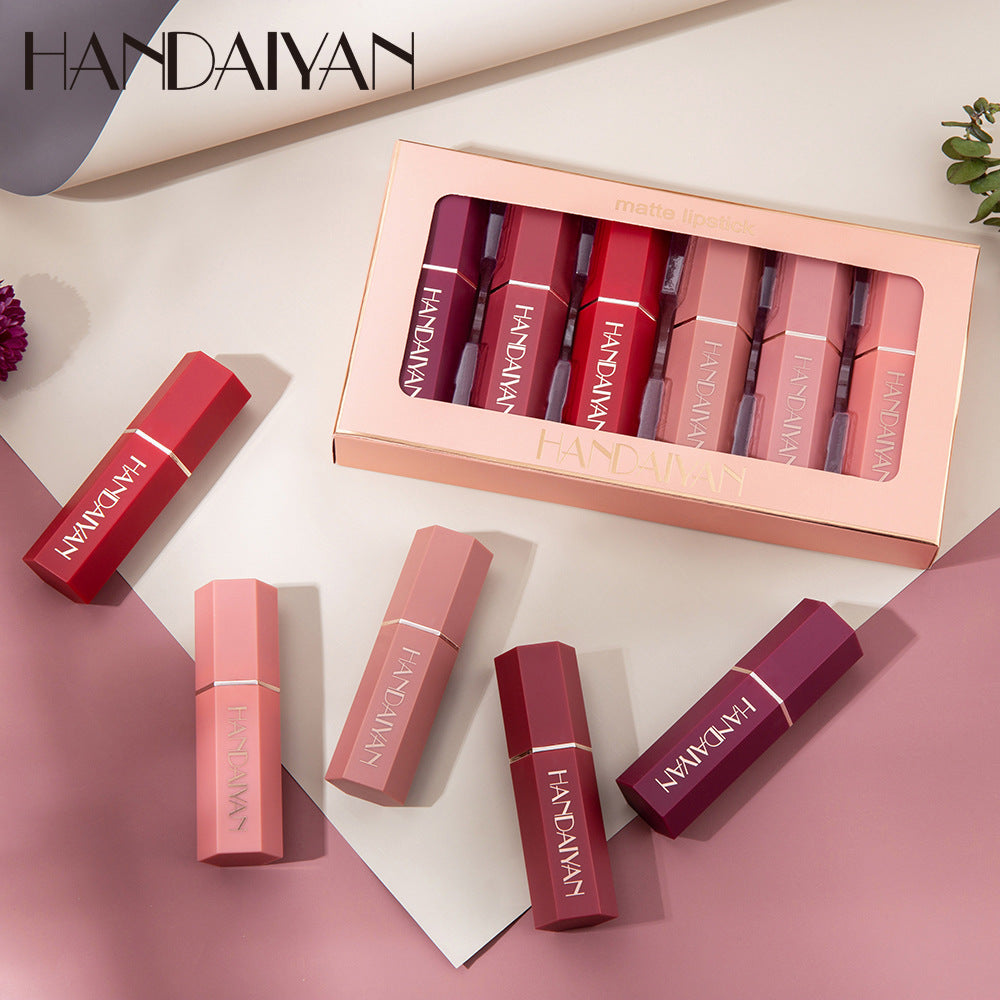 HANDAIYAN Matte Lipstick Gift Box Set of 6 Non-stick Cup Lipstick Lipstick