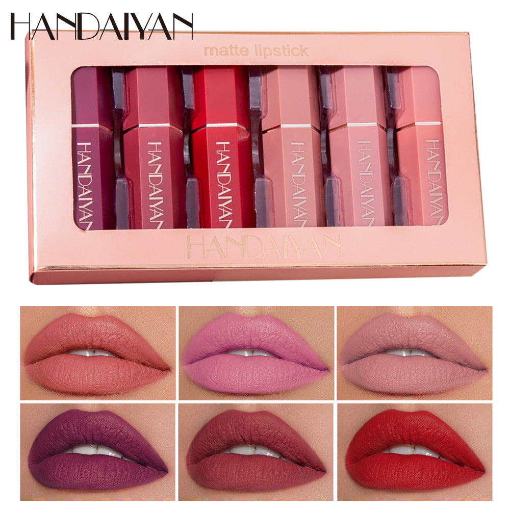 HANDAIYAN Matte Lipstick Gift Box Set of 6 Non-stick Cup Lipstick Lipstick